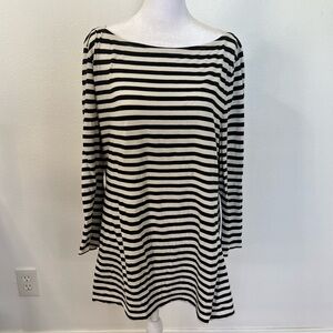 Merona Long Sleeve Black & White Striped Women’s Top.